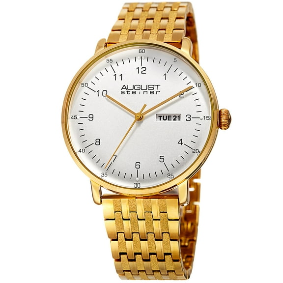 Men's Classic Quartz Easy-to-Read Stainless Steel Gold-Tone Bracelet Watch
