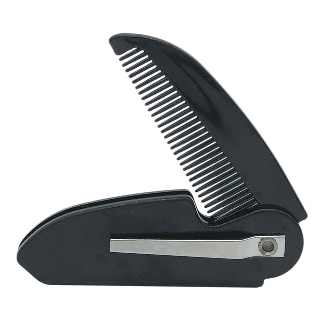 Hombre Mujer Plegable Clip de bolsillo portátil Barba Bigote Práctico peine para el cabello