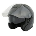 thumbnail image 5 of 1STORM MOTORCYCLE OPEN FACE HELMET SCOOTER CLASSICAL KNIGHT BIKE DUAL LENS/SUN VISOR HJK526 Glossy Black, 5 of 7