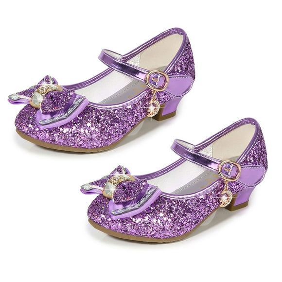 FAROOT Girls Dress Shoes Mary Jane Bowknot Wedding Party Bridesmaids Shoes Glitter Princess Shoes