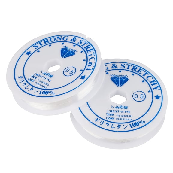 VABNEER 2pcs Clear Elastic Thread for Bracelets, 0.5mm Elastic Jewelry Craft Making Cords for Bracelets and Crafts, Stretchy Elastic Beading Thread