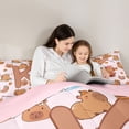 thumbnail image 4 of Erosebridal Cartoon Capybara K Letter Monogrammed Queen Comforter Set 3pcs For Kids Boys Girls,Cute Animal Funny Food Bedding Comforter Set,Pink Reversible, 4 of 7