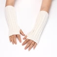 thumbnail image 2 of WTXUE Gloves Mittens, Women Fashion Knitted Windproof Warm Thickened Fingered Plus Gloves, 3# White, 2 of 3