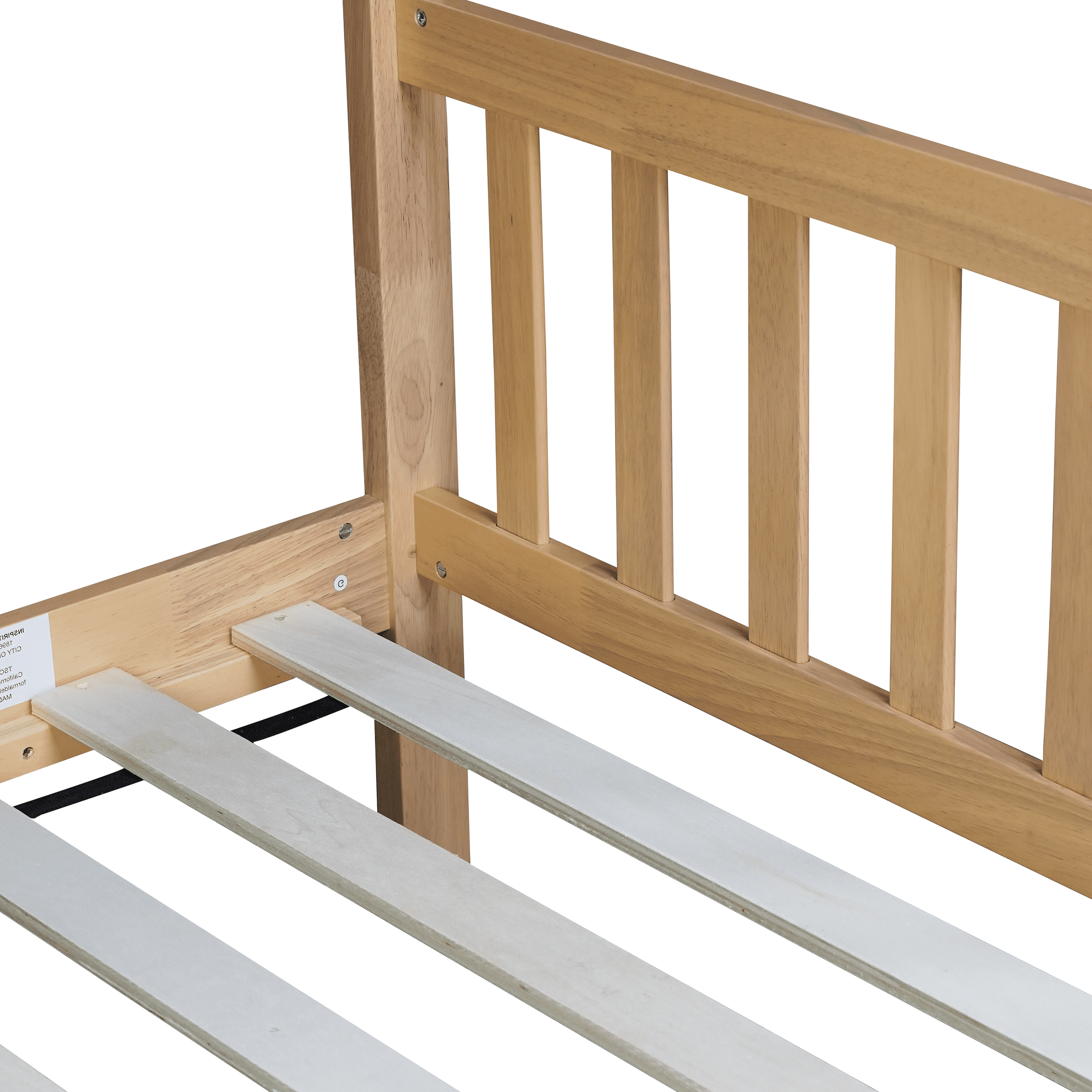 SESSLIFE House Bed with Fence, Wood House Bed, Floor Bed Frame, Twin Canopy Bed for Bedroom, No Box Spring Needed (Natural)