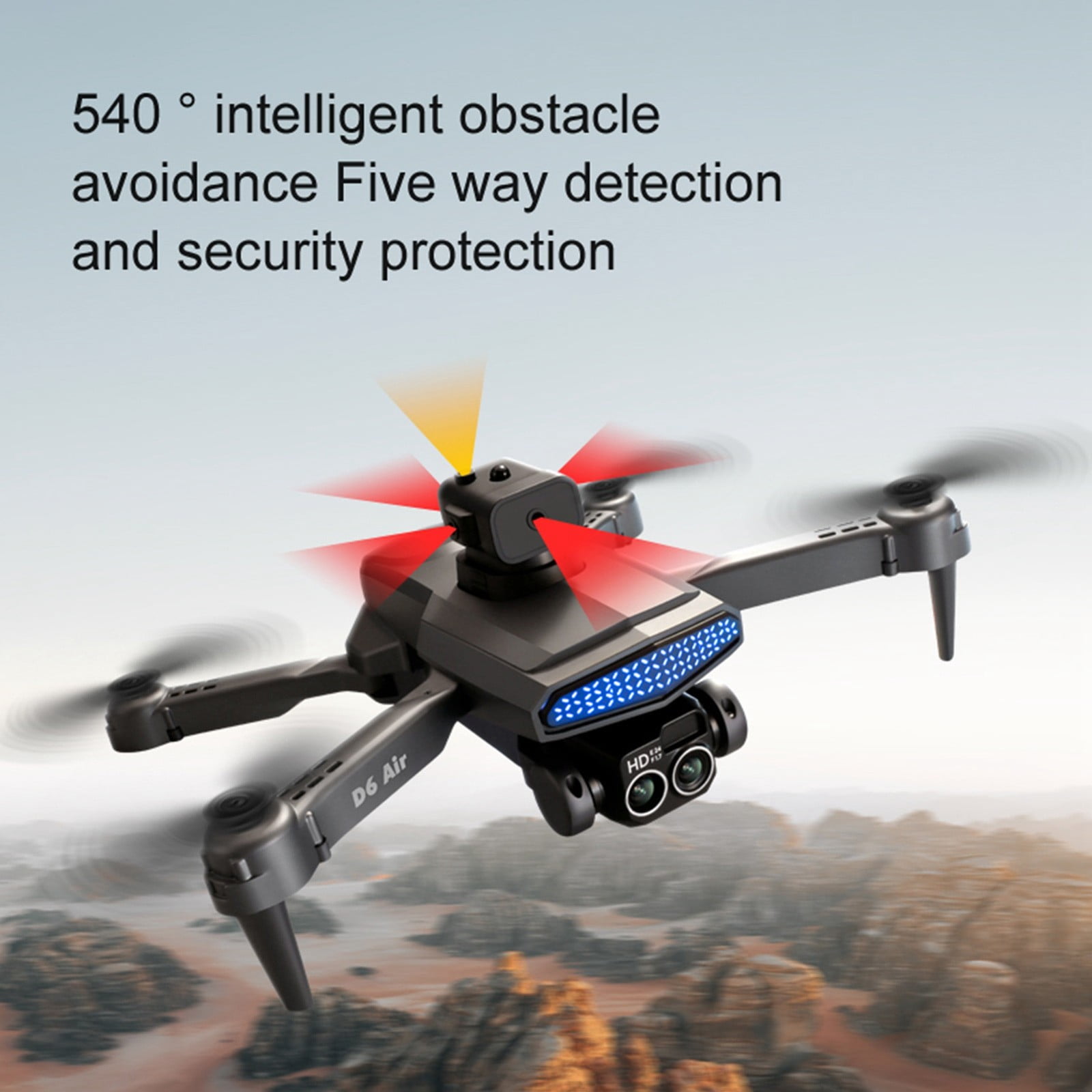 Drone with 4K Dual Camera, Electronic Image Stabilization & Obstacle Avoidance, Gesture Control & One-Key Return with 2 Batteries for Extended Flight, for Beginners and Teenagers