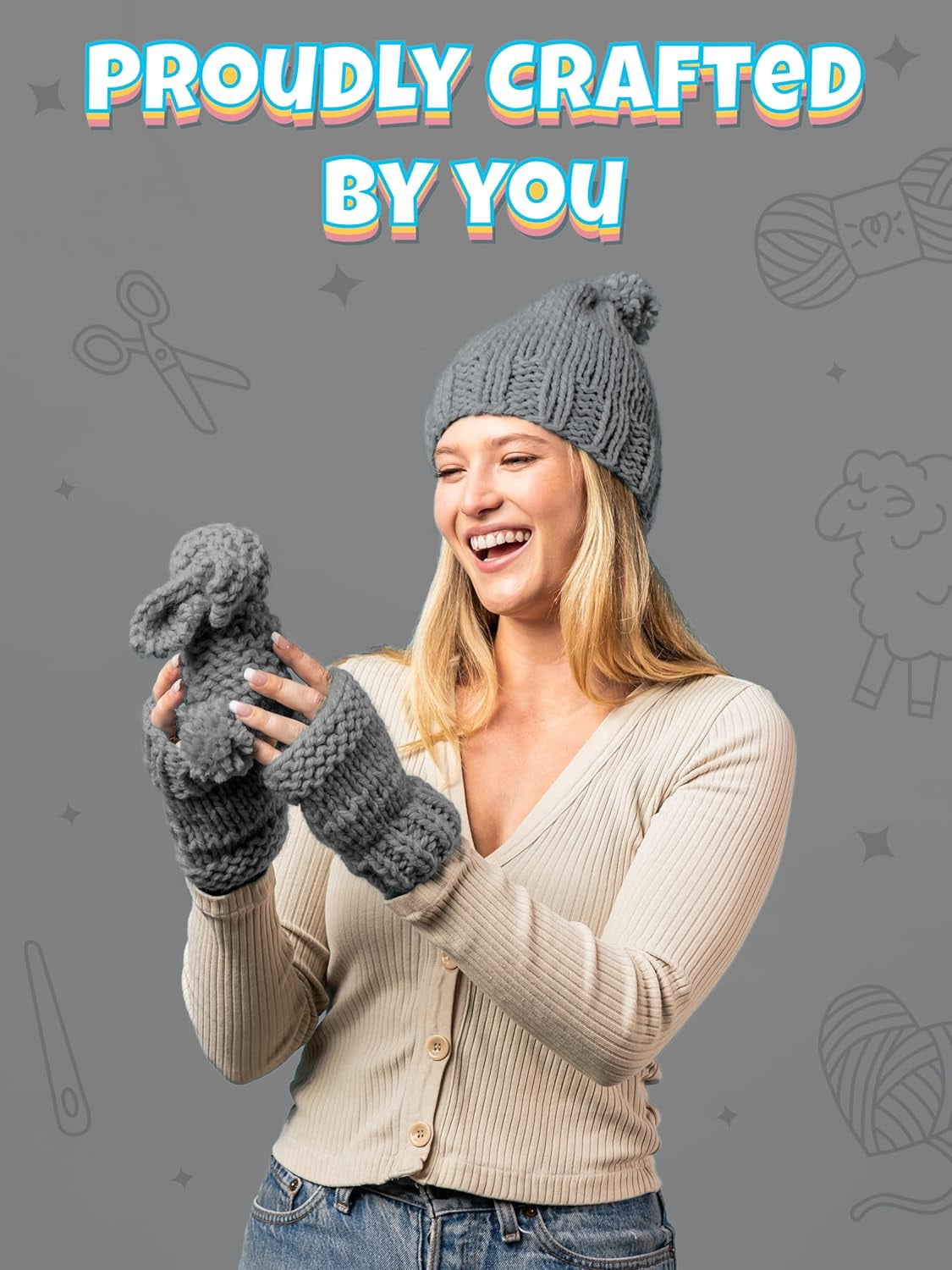 Complete Knitting Kit for Beginners - Includes Thick Yarn, Bamboo Needles, Video Tutorials & Guide to Learn How to Knit