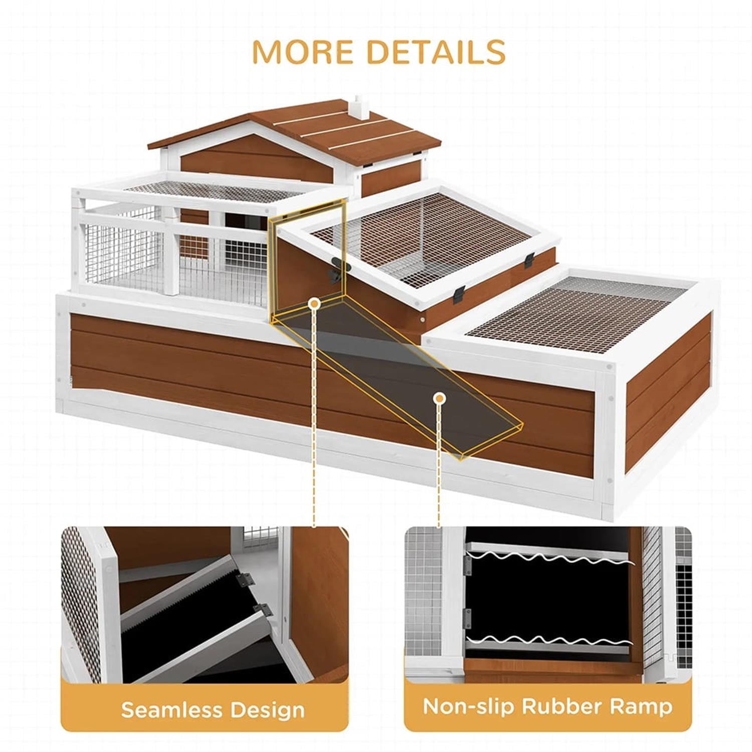 resenkos 44" Wooden 3-Room Tortoise House with Balcony & 2 Stories, Reptile Cage Enclosure for Turtles, Lizards, Snakes, Small Animal Habitats, Brown