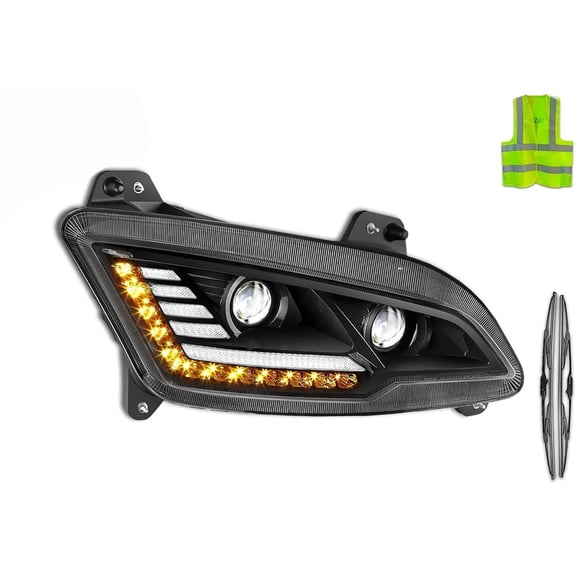 KOZAK LED Performance Black Headlight Assemblies Compatible with Peterbilt 579 2022 , Passenger Right Side