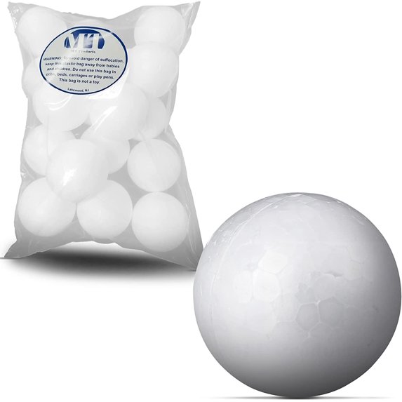 MT Products 2.5" White Polystyrene Foam Balls for Crafts - Pack of 18