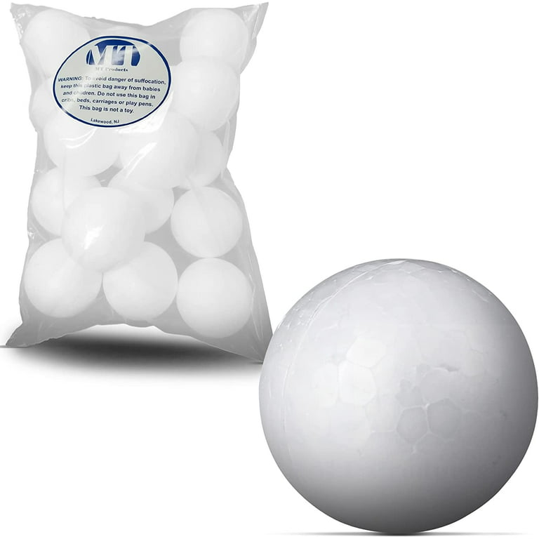 MT Products 2.5 White Polystyrene Foam Balls for Crafts - Pack of 18 