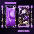 thumbnail image 2 of CASEFIV for iPhone XR Case,Heavy Duty Shockproof Protection Hard Plastic Bumper +Soft Silicone Rubber Protective Case,Purple/Gold, 2 of 8
