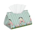 thumbnail image 2 of Lsque White Bunny Bottom And Easter Eggs Printed Long Tissue Box Cover Holder, Facial Paper Organizer Dispenser,Triangle with Bottom Belt, PVC Leather Decorative Organizer, 2 of 9