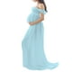 thumbnail image 3 of SAYOO Vestido de maternidad para fotografía Color sólido Fuera del hombro Vestido de gasa Frente Split Vestidos largos de embarazo para sesión de fotos SAYOO casual, 3 of 4