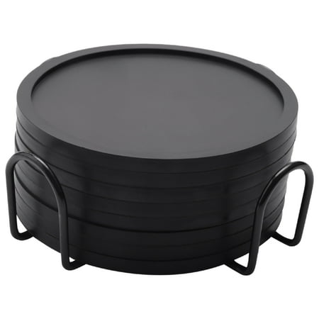 

Coasters Glasses 8 Silicone Coasters Round Design Glass Coasters in Black for Drinks Bar Cups Glass - Table