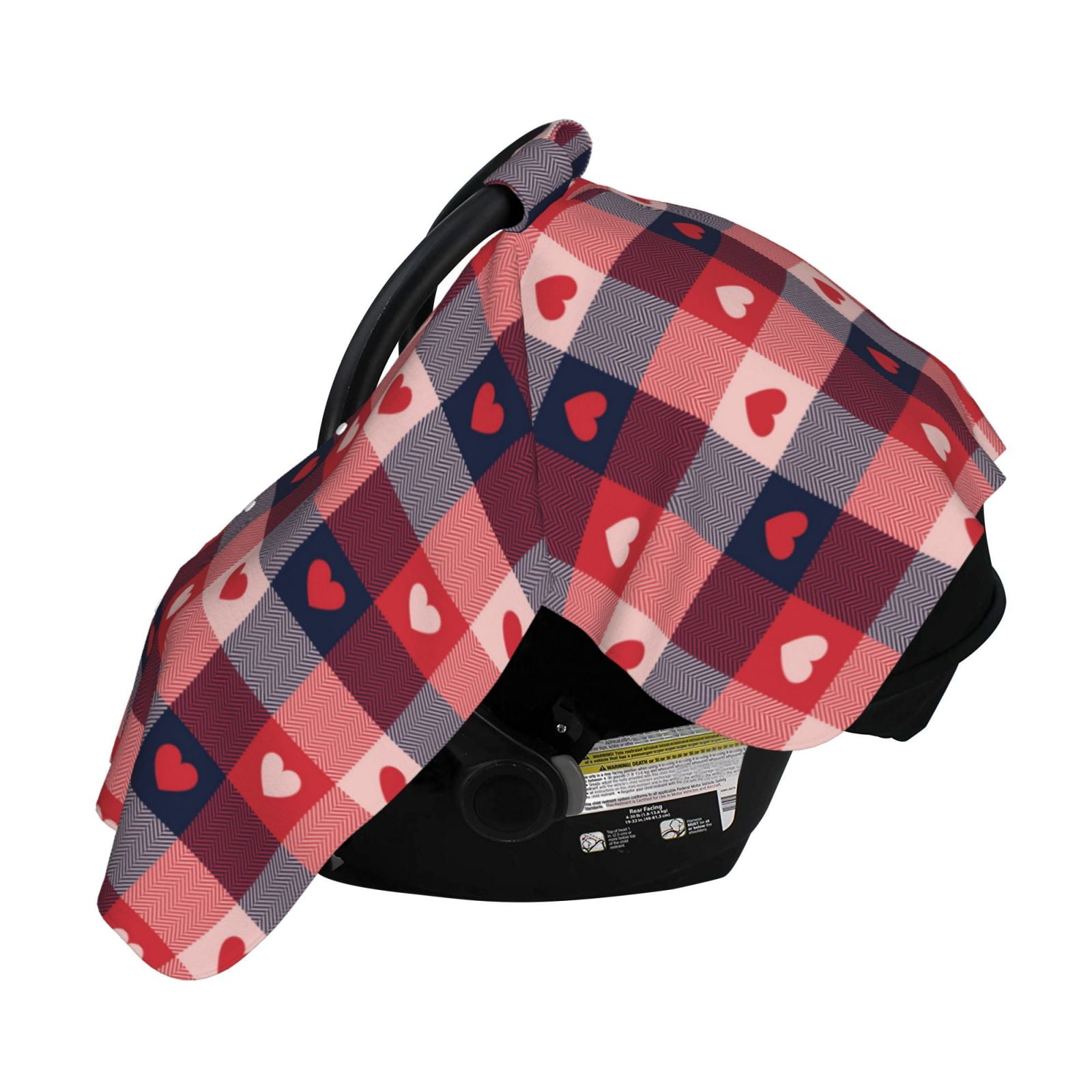 Naloa Heart Plaid Baby Car Seat Cover, Breathable Baby Carrier Cover, Multiuse Baby Carrier Cover & Nursing Breastfeeding Cover