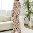 thumbnail image 3 of Top-kevin Pajama Sets for Womens Koalas Kangaroos Hedgehogs Hat Loose Button Down Long Sleeve Shirts And Pants Set, 3 of 12