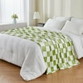 thumbnail image 2 of Checkered Throw Blanket for Couch and Bed, Luxurious Fleece Blanket with Checkerboard Grid Home Decor, Soft Cozy Green and White Throw Blankets for Spring, 50"x60", 2 of 5