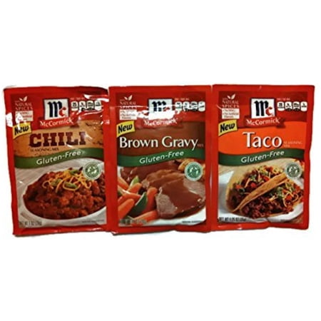 Mccormick Taco, Chili And Brown Gravy Gluten-Free Mix And Seasonings - 3 Packets Total (1 Of Each Flavor)