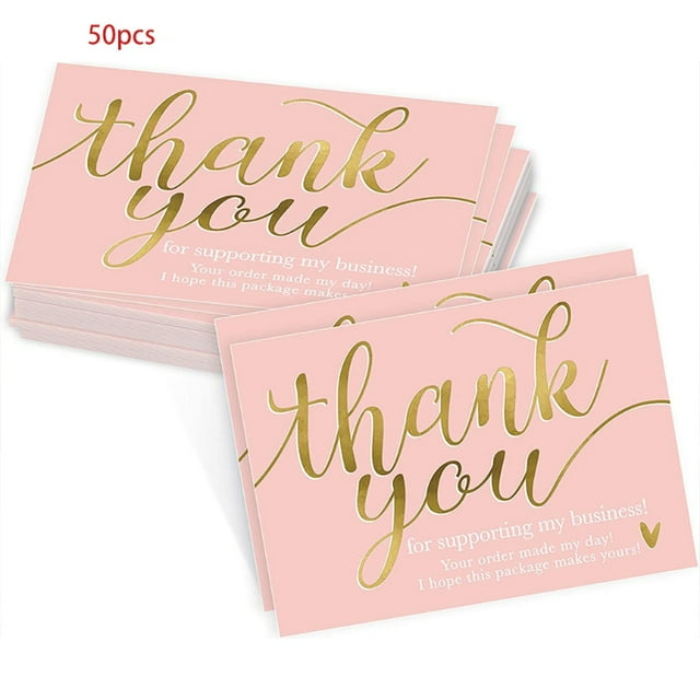 Techinal 50 Pcs Pink Thank You Card Businesses Greetings Card Praise Labels for Small Businesses Decor Bulk Note Cards Small Shop Present Package Multipurpose Handcrafts Supplies