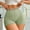 Green, variant on Womens High Waisted Biker Shorts - Ribbed Seamless Tummy Control - Nylon Spandex - Beige,Size M