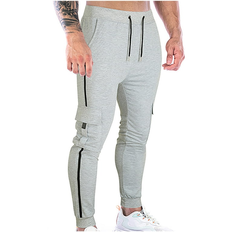 Men's Jogger Zipper Pants Athletic Gym Workout Track Pants Slim Fit Tapered  Lightweight Sweatpants with Pockets 