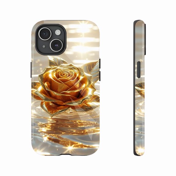 Luxury Gold Rose Design Women's Fashion Phone Case - Perfect for Valentine's Day or Mother's Day Gifts, Durable Shockproof with Glossy Finish, Compatible with iPhone 11/12/13/14/15/16 (Pro Max/Plus)
