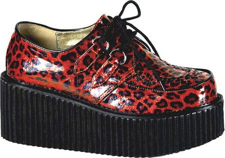 Women's Demonia Creeper 208 Red Cheetah Print Emo Platforms