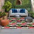 thumbnail image 2 of Pink Flamingo Outdoor Rug for Patio/Deck/Porch, Non-Slip Large Area Rug 3 x 5 Ft, Palm Leaf Black Striped Tropical Plant Indoor Outdoor Rugs Washable Area Rugs, Reversible Camping Rug Carpet Runner, 2 of 8