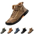 thumbnail image 3 of XIMIN Men's Comfortable Casual Leather Handmade Leather Boots – Waterproof Spacious Toe Box Non-Slip Arch Support Loafers Outdoor Leather Shoes, 3 of 4