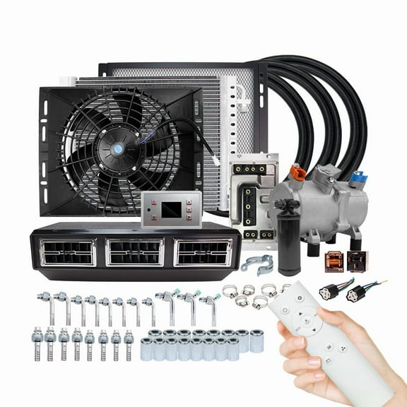 12V 24V Universal Auto Electric Air Conditioning Compressor For Heavy Duty Truck Bus Van RV Motorhome Parking A/C Conditioner ,Efficient Cooling