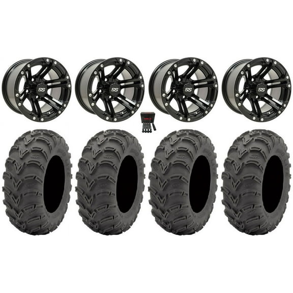 GTW Specter 10" Golf Wheels Black 24x11-10 Mud Lite AT Tires E-Z-GO & Club Car