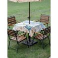thumbnail image 4 of Outdoor Tablecloth with Umbrella Hole for Patio/Picnic/Party/Camping, Purple Summer Beach Waterproof Table Cloth Square Cover Washable, Coastal Waves Ocean Starfish Conch (54"x 54"), 4 of 8
