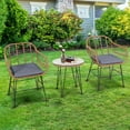 thumbnail image 2 of Patiojoy 3PCS Patio Rattan Furniture Set with Round Tempered Glass Top Table & 2 Rattan Armchairs Gray Cushions, 2 of 9