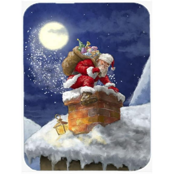 Christmas Santa Claus in the Chimney Glass Large Cutting Board