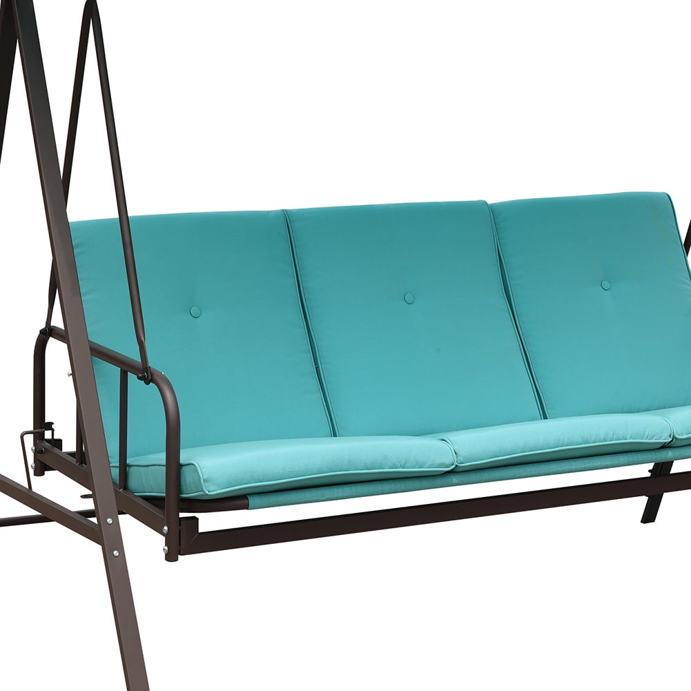 Kepooman 3 Persons Luxury Outdoor Porch Swing Chair, Foldable Hanging Porch Swing Chair Seat for Porch, Patio, Garden, Blue-Green Kepooman 3 Persons Luxury Outdoor Porch Swing Chair, Foldable Hanging Porch Swing Chair Seat for Porch, Patio, Garden, Blue-Green