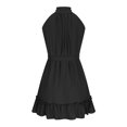 thumbnail image 4 of Vestido de verano para mujer sin mangas con hombros descubiertos y botones de color sólido Pompotops ghjkhdj5743, 4 of 7