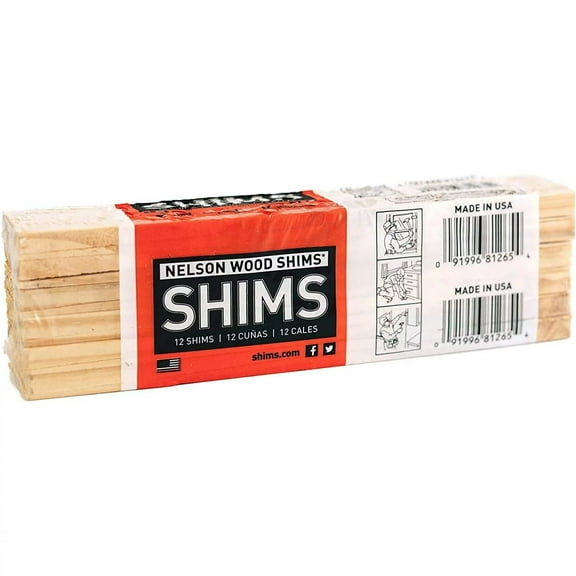Nelson Wood Shims - DIY Bundle Wood Shims Count Of 12 - 8-Inch Shims, High Performance Natural Wood