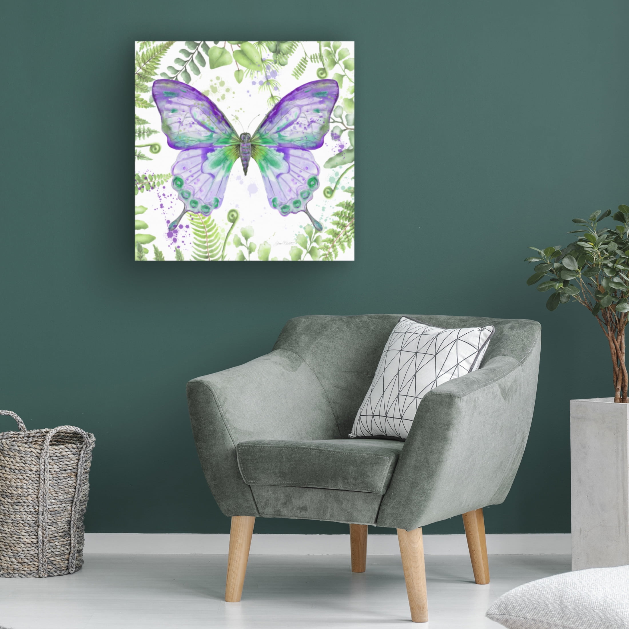 Canvas Wall Art - Jean Plout 'Botanical Butterfly Beauty 4' Wall Art for Living Room, Bedroom, or Office Décor by Trademark Fine Art - 24 x 24 Inches