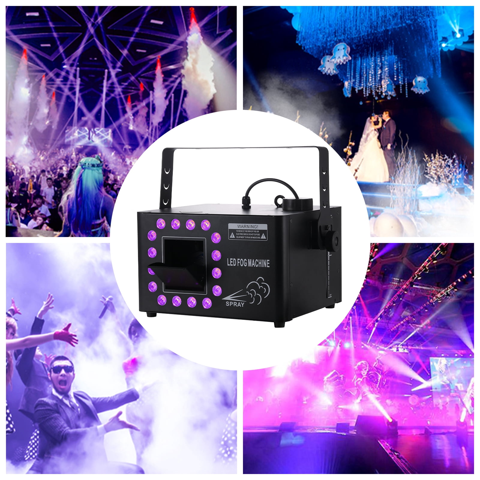 Wildnix High-Output 1500W Fog Machine with 16 LED Lights, 10000cuft/min Fog Production, Remote & DMX512 Control, 1L Oil Tank Capacity