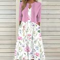 thumbnail image 1 of ICHUANYI Clearance Two-Piece Women's Summer Printed V-Neck Elegant A Line Tank Dress And Half Sleeve Cardigan Tops Set Suit(Pink, M) ICHUANYI WER2023080903243, 1 of 7