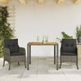 thumbnail image 1 of vidaXL 3 Piece Garden Dining Set with Cushions Grey Poly Rattan, 1 of 5