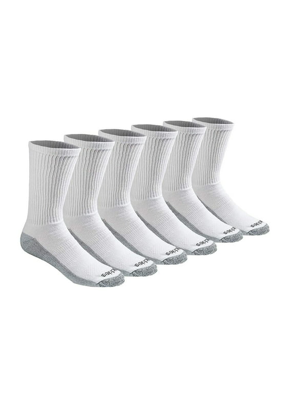 Dickies Men's Multi-Pack Dri-Tech Moisture Control Crew Socks,, White, Size 12.0