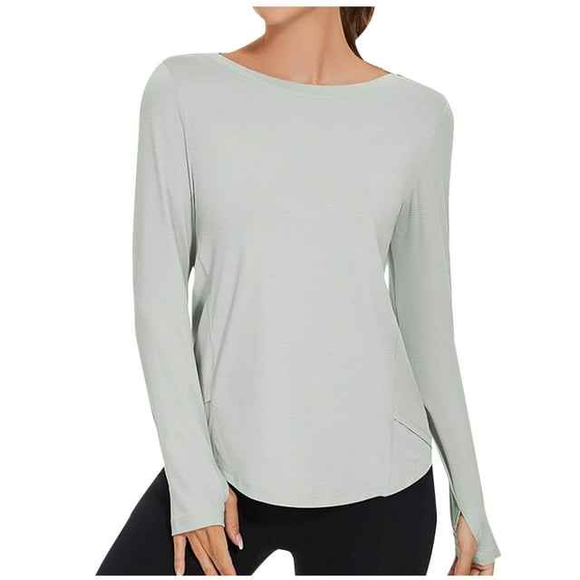 Timegard Workout Tops Women Thumb Hole Long Sleeve Loose Breathable Tee Shirts Workout Running Tops