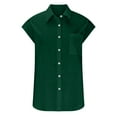 thumbnail image 4 of Eryao Holiday Deals Womens Button Down Shirts 2024 Casual V Neck Collared Cotton Linen Blouses Summer Cap Sleeve Plain Tops,Green,S, 4 of 5