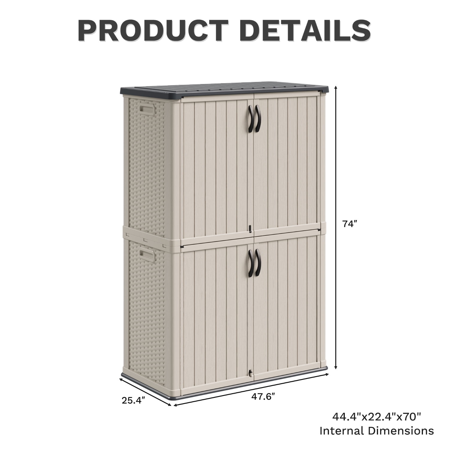 Homall 50 Cu.ft Resin Outdoor Storage Shed - Waterproof, Lockable & Sturdy Floor for Patio/Garden, Beige