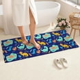 thumbnail image 4 of DarkBlue Cartoon Dinosaurs Pattern Bathroom Rugs Mat,Non Slip Microfiber Bathroom Rug,Rubber Backing,Soft Bathroom Mats for Bathroom Floor,Tub and Shower,60x24in(150x60cm), 4 of 5