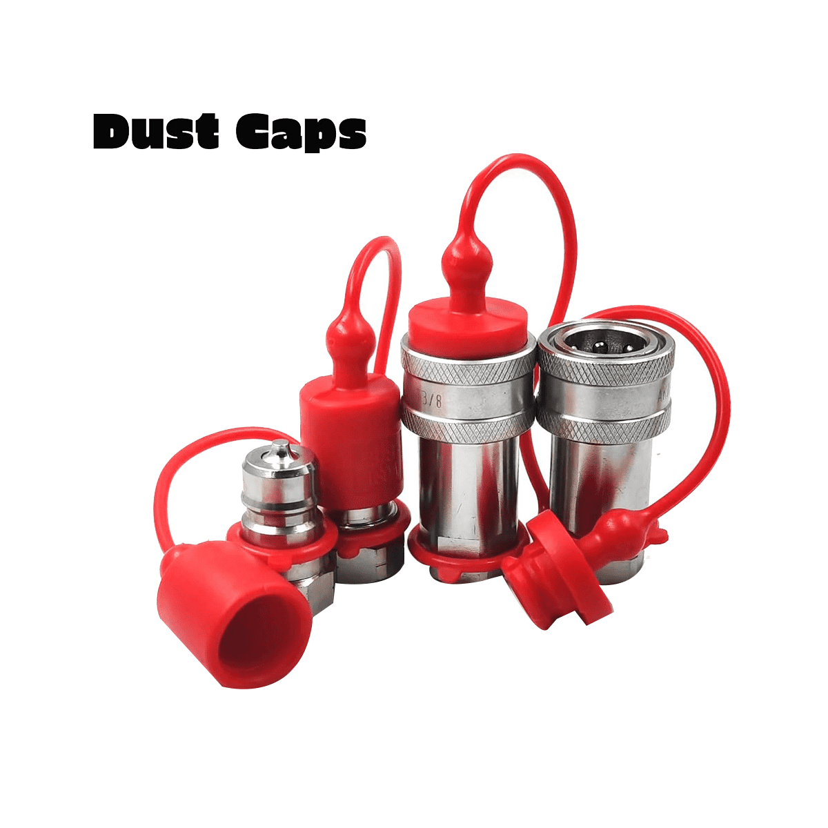 Summit Hydraulics 3/8" Flat Face Hydraulic Quick Connect Coupler Set – 3/8" NPT Thread, 5076 PSI, 12.15 GPM With Dust Caps