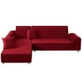 thumbnail image 6 of TOPCHANCES L-Shape Sofa Covers, Sectional Sofa Couch Covers with 2pcs Pillowcases, Stretch Sofa Slipcovers for L-Shape 2+2 Seaters ( Wine Red ), 6 of 6