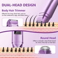 thumbnail image 4 of Nogroa Bikini Trimmer for Women, 2-in-1 Womens Electric Razor with Dual Heads, IPX7 Waterproof Wet & Dry Body Pubic Hair Trimmer, Portable Cordless Lady Shaver for Face, Lip, Underarm & Legs, Purple, 4 of 10