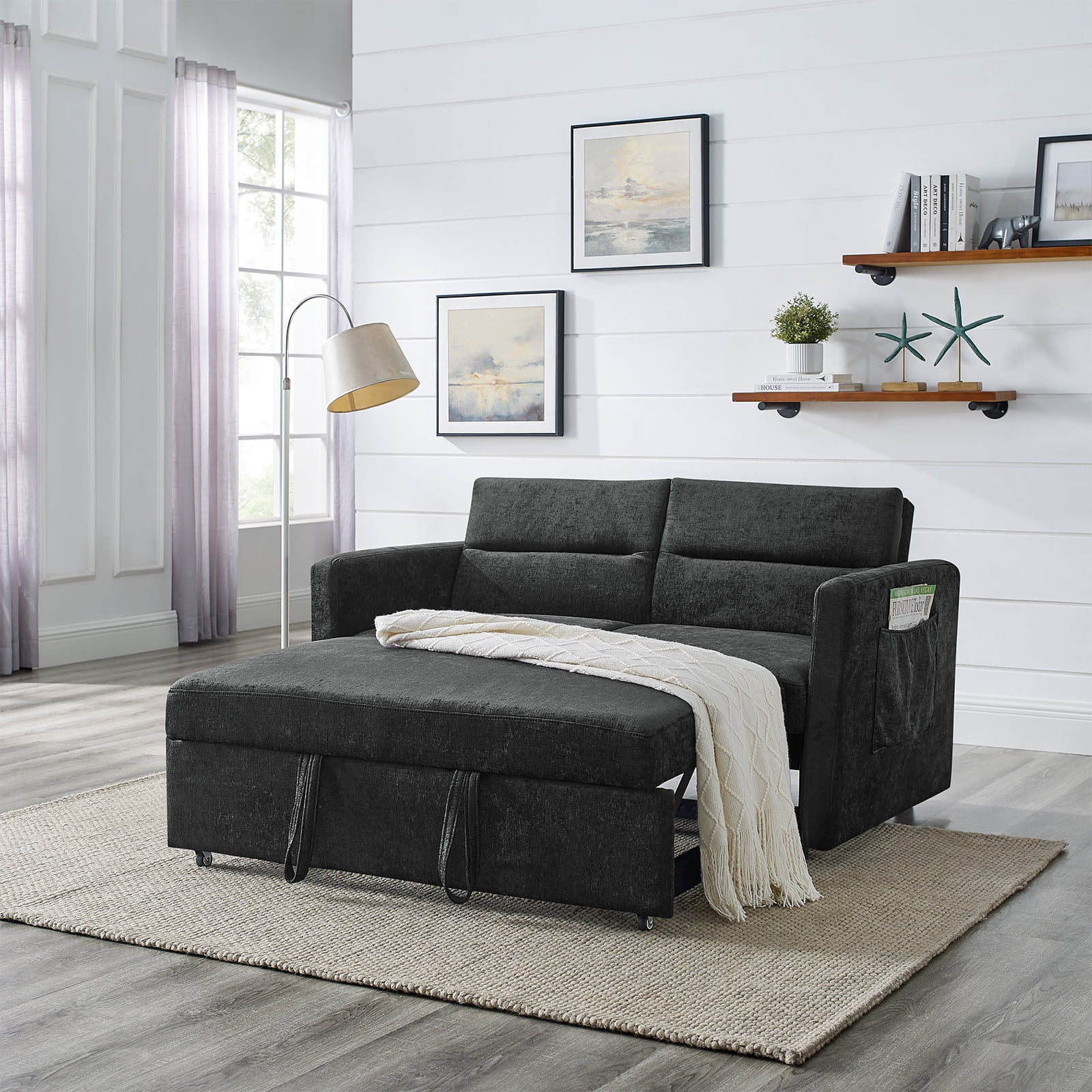 Muumblus 54.5" Pull Out Sofa Bed, Convertible Futon Sofa Bed with Pull
